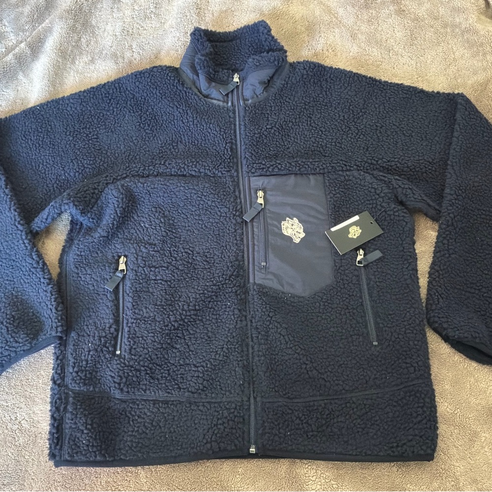 Lands' End Navy Sherpa Zip Jacket